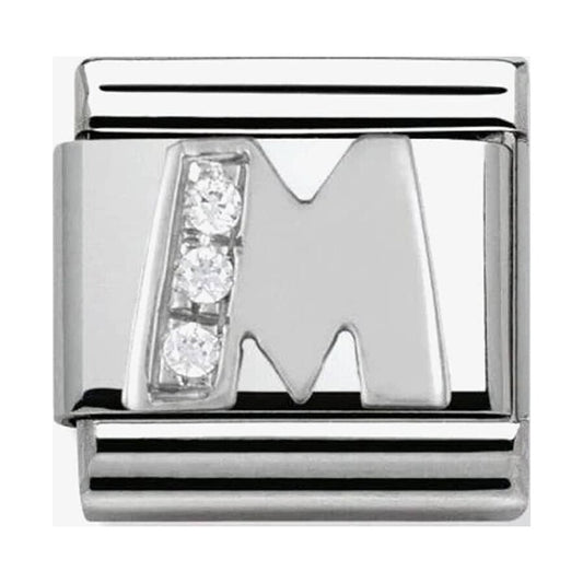 Composable Classic Link Letter M in Silver and Stones