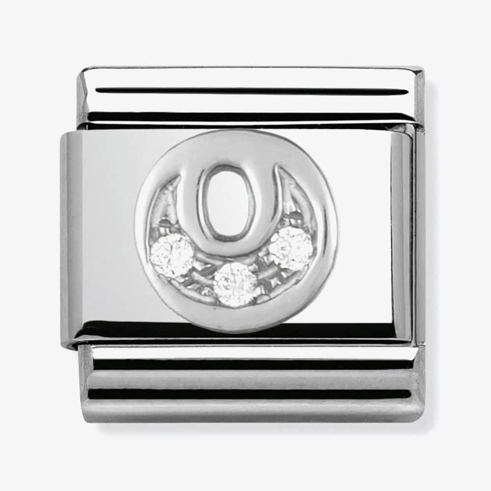 Composable Classic Link Letter O in Silver and Stones