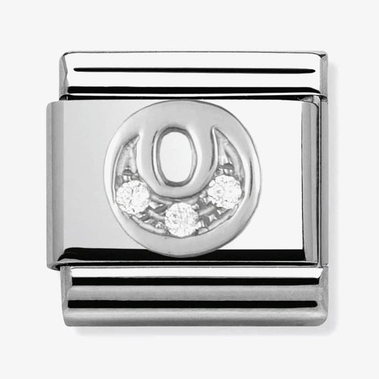 Composable Classic Link Letter O in Silver and Stones