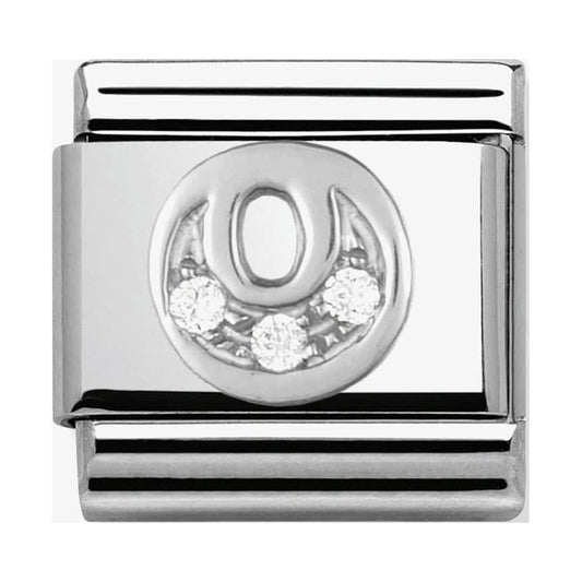 Composable Classic Link Letter O in Silver and Stones