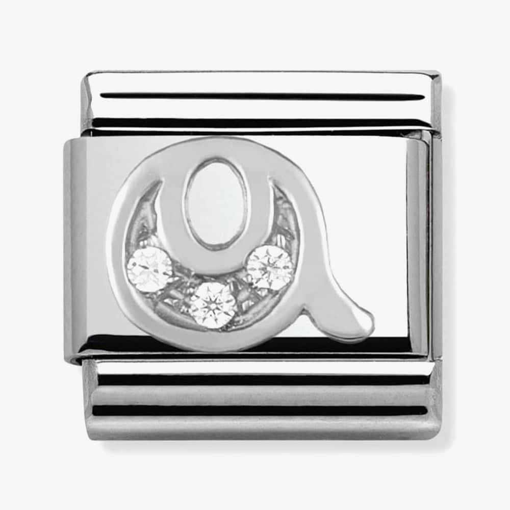 Composable Classic Link Letter Q in Silver and Stones