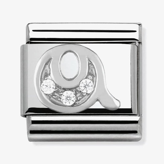 Composable Classic Link Letter Q in Silver and Stones
