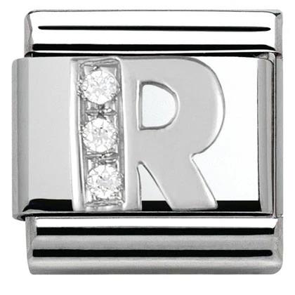 Composable Classic Link Letter R in Silver and Stones