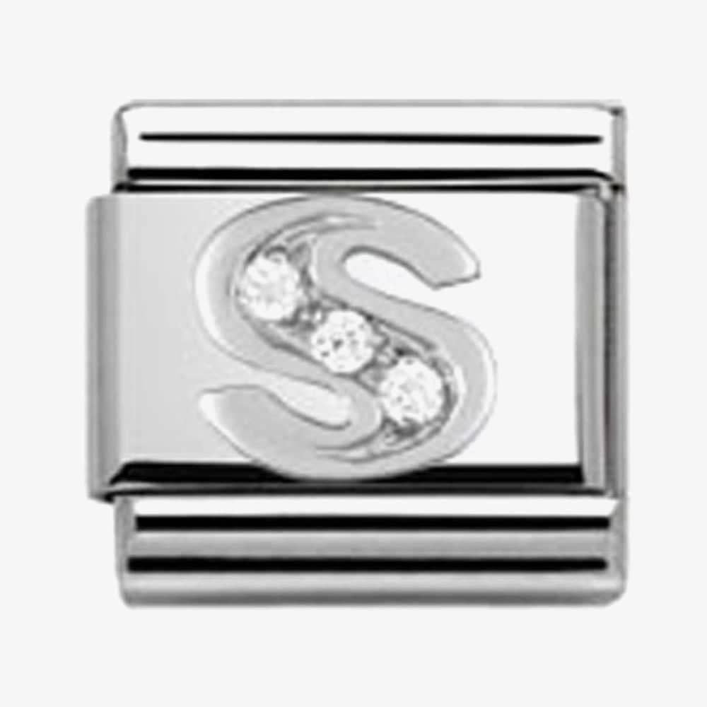 Composable Classic Link Letter S in Silver and Stones