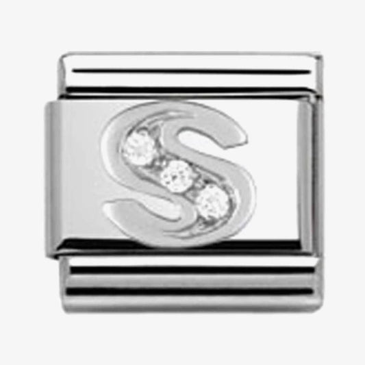 Composable Classic Link Letter S in Silver and Stones