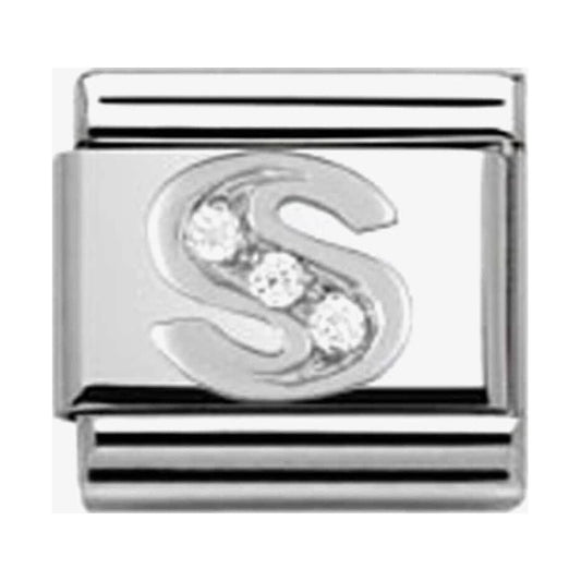 Composable Classic Link Letter S in Silver and Stones