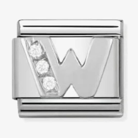 Composable Classic Link Letter W in Silver and Stones