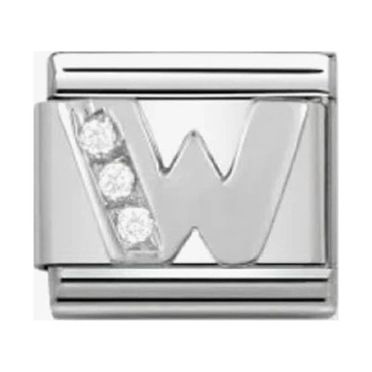 Composable Classic Link Letter W in Silver and Stones