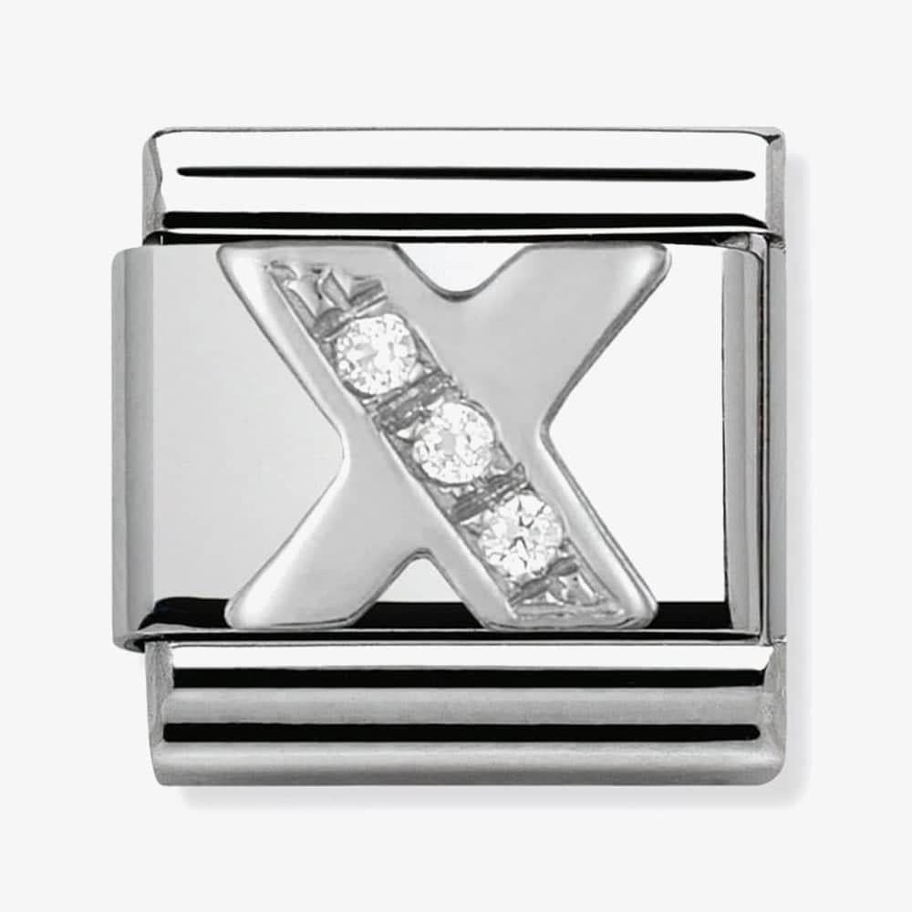 Composable Classic Link Letter X in Silver and Stones