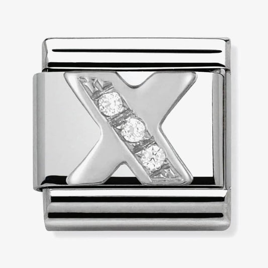 Composable Classic Link Letter X in Silver and Stones
