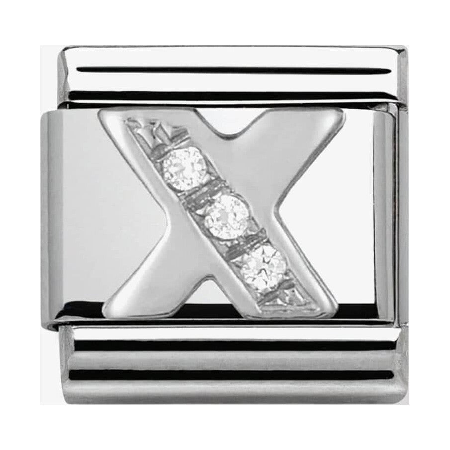 Composable Classic Link Letter X in Silver and Stones
