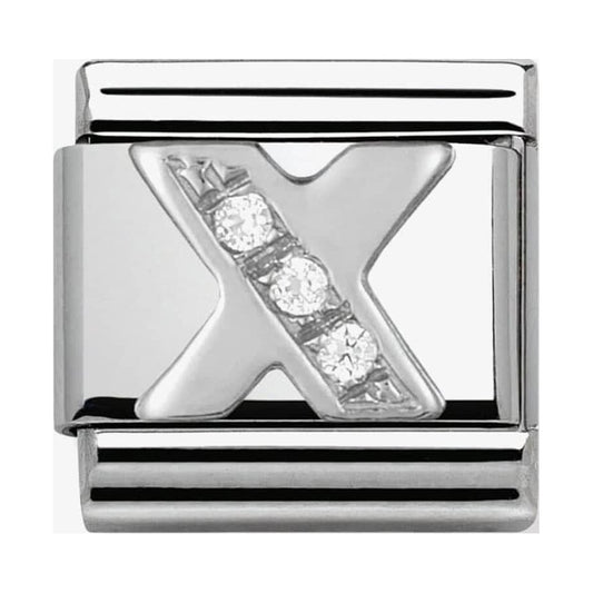 Composable Classic Link Letter X in Silver and Stones
