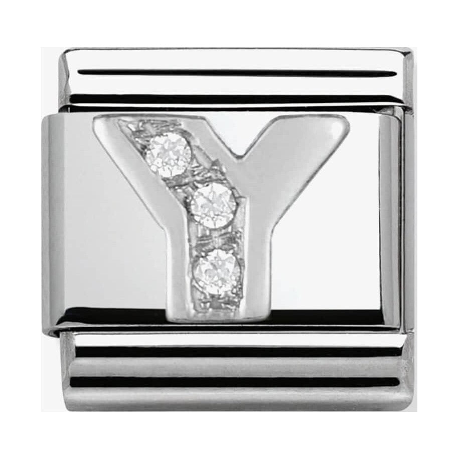 Composable Classic Link Letter Y in Silver and Stones