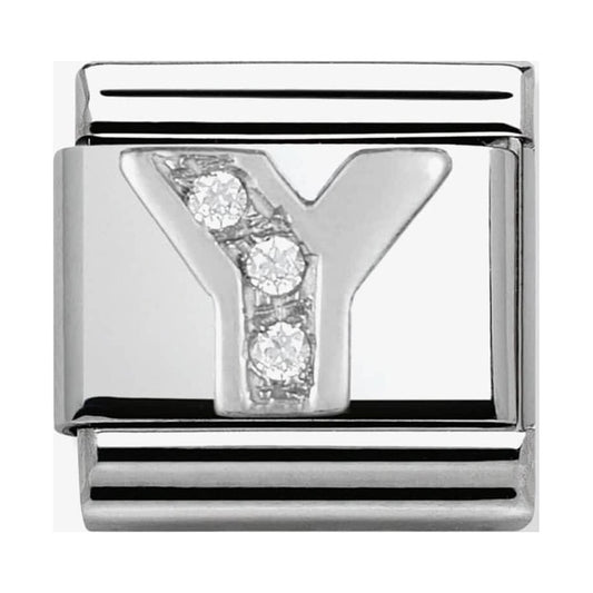 Composable Classic Link Letter Y in Silver and Stones