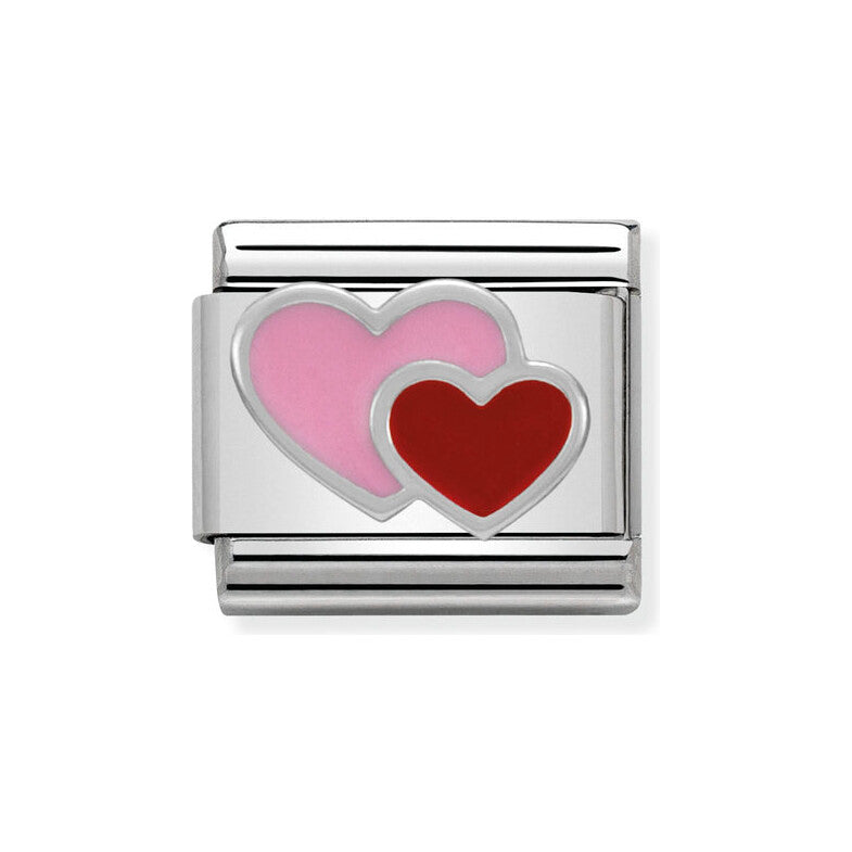 CLASSIC Silvershine Symbols Pink and Red Hearts Charm
