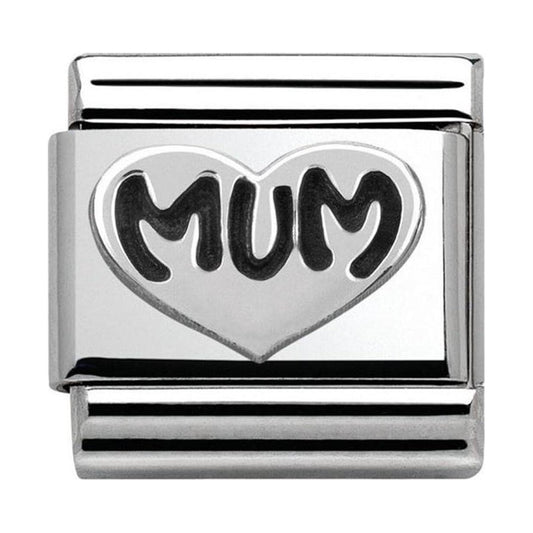 Composable Classic Link Silver Mum writing with Heart