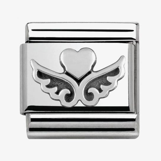 Composable Classic Link Silver Hearts with Wings