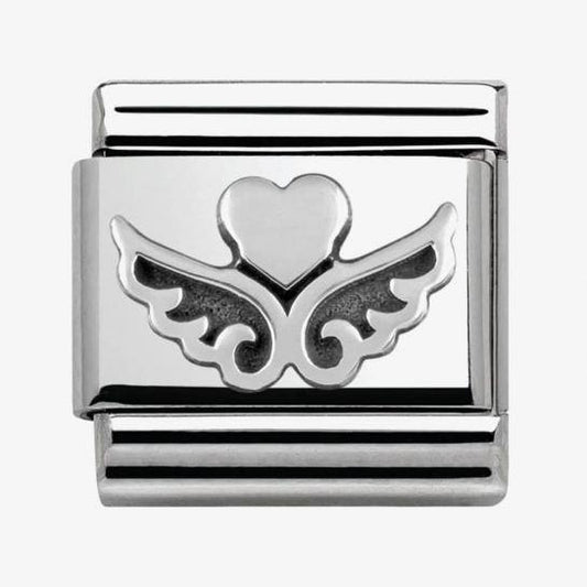 Composable Classic Link Silver Hearts with Wings