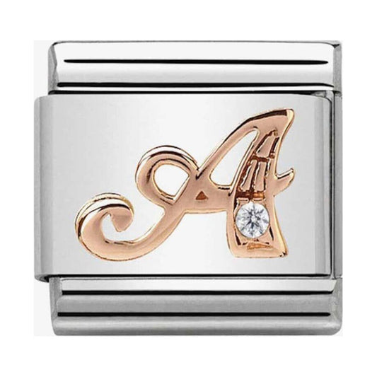 Composable Classic Link Letter A in Rose Gold and Cubic Zirconia