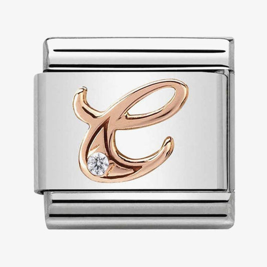 Composable Classic Link Letter C in Rose Gold and Cubic Zirconia