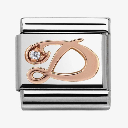 Composable Classic Link Letter D in Rose Gold and Cubic Zirconia