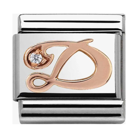 Composable Classic Link Letter D in Rose Gold and Cubic Zirconia