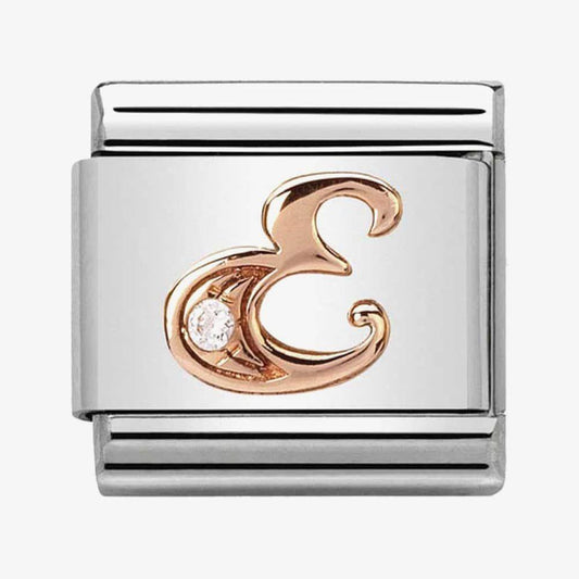 Composable Classic Link Letter E in Rose Gold and Cubic Zirconia