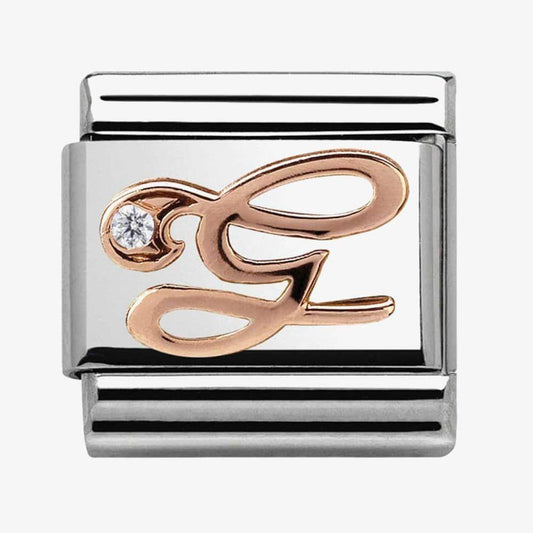 Composable Classic Link Letter G in Rose Gold and Cubic Zirconia
