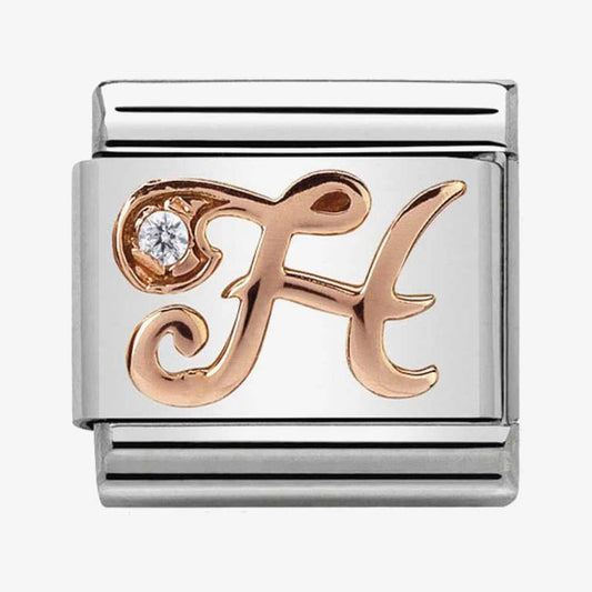 Composable Classic Link Letter H in Rose Gold and Cubic Zirconia