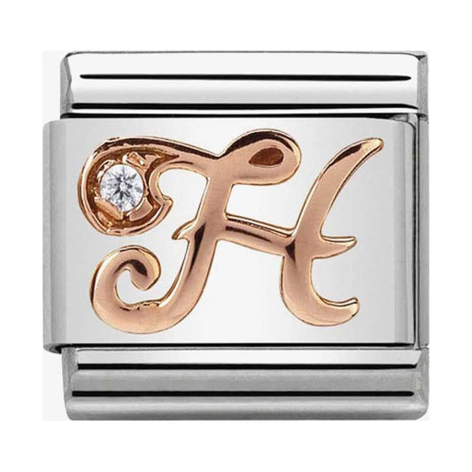 Composable Classic Link Letter H in Rose Gold and Cubic Zirconia