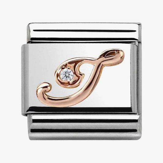 Composable Classic Link Letter I in Rose Gold and Cubic Zirconia