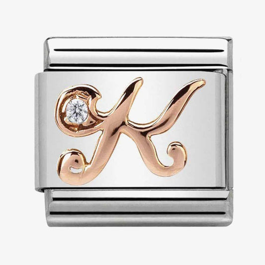 Composable Classic Link Letter K in Rose Gold and Cubic Zirconia