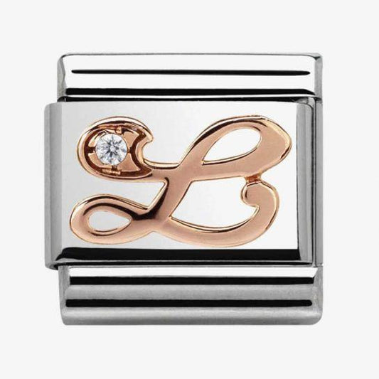 Composable Classic Link Letter L in Rose Gold and Cubic Zirconia