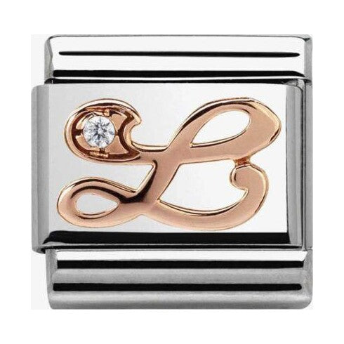 Composable Classic Link Letter L in Rose Gold and Cubic Zirconia