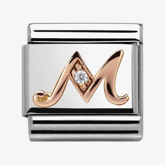 Composable Classic Link Letter M in Rose Gold and Cubic Zirconia
