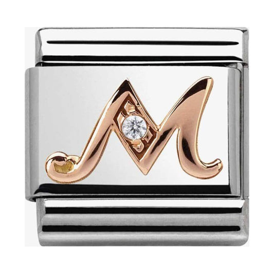 Composable Classic Link Letter M in Rose Gold and Cubic Zirconia