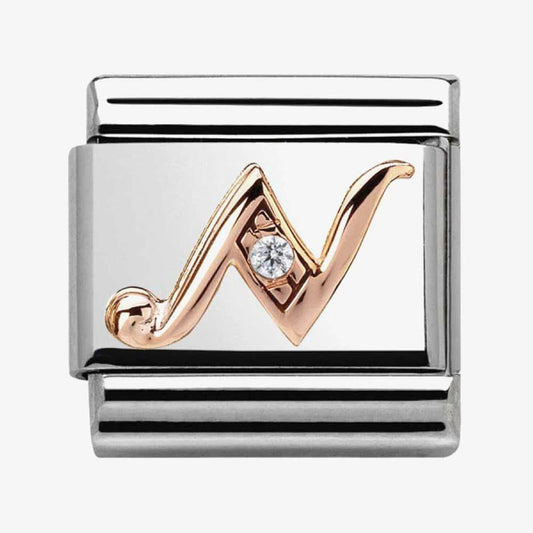 Composable Classic Link Letter N in Rose Gold and Cubic Zirconia