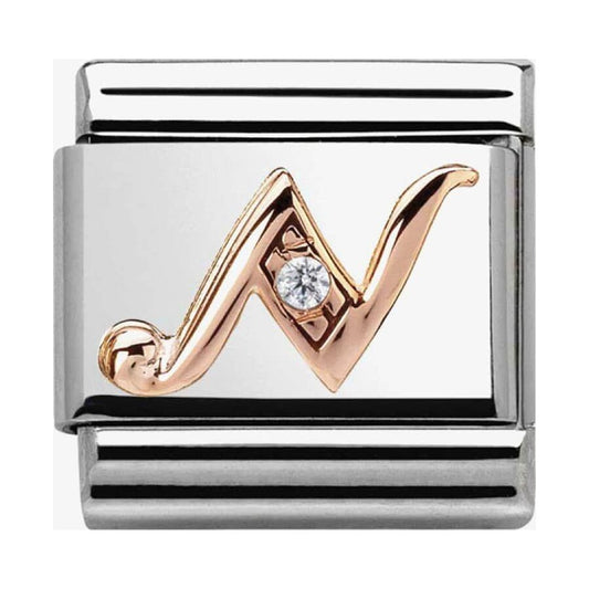 Composable Classic Link Letter N in Rose Gold and Cubic Zirconia