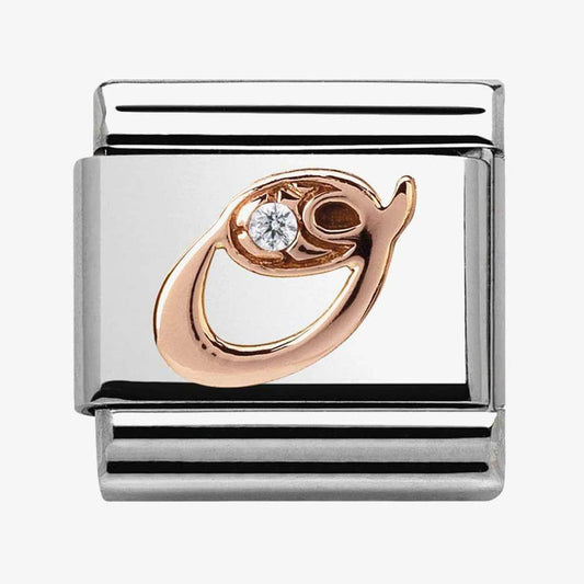 Composable Classic Link Letter O in Rose Gold and Cubic Zirconia