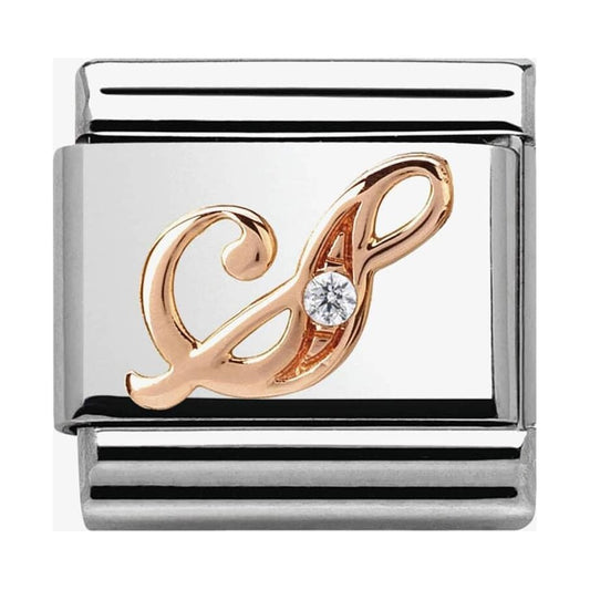Composable Classic Link Letter S in Rose Gold and Cubic Zirconia