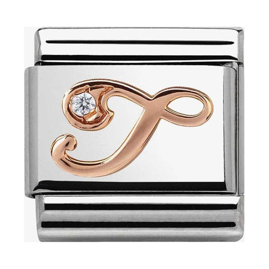 Composable Classic Link Letter T in Rose Gold and Cubic Zirconia