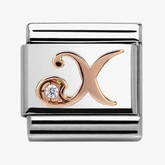 Composable Classic Link Letter X in Rose Gold and Cubic Zirconia