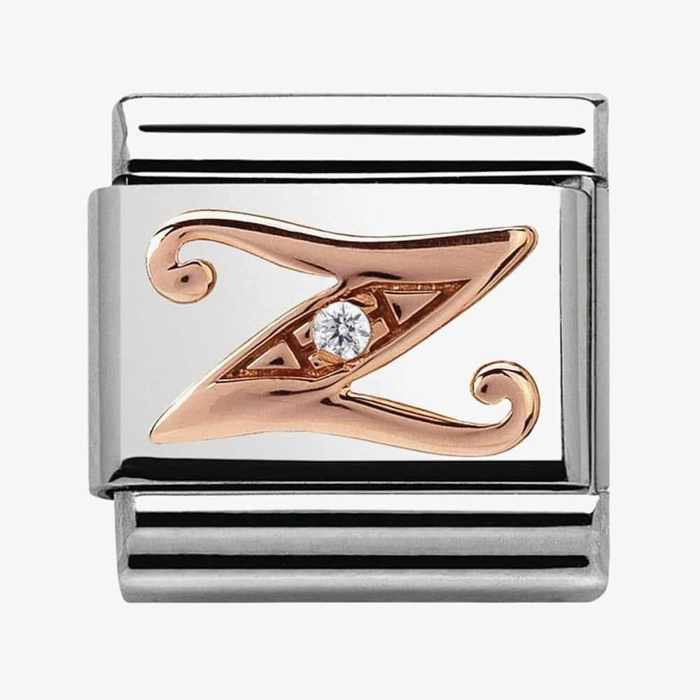 Composable Classic Link Letter Z in Rose Gold and Cubic Zirconia