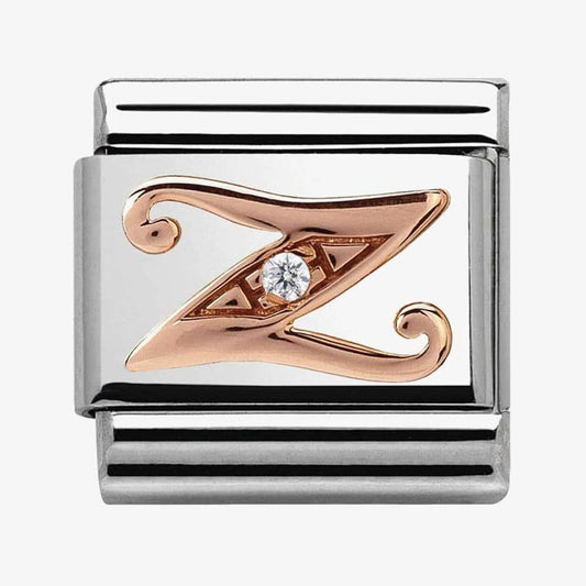 Composable Classic Link Letter Z in Rose Gold and Cubic Zirconia