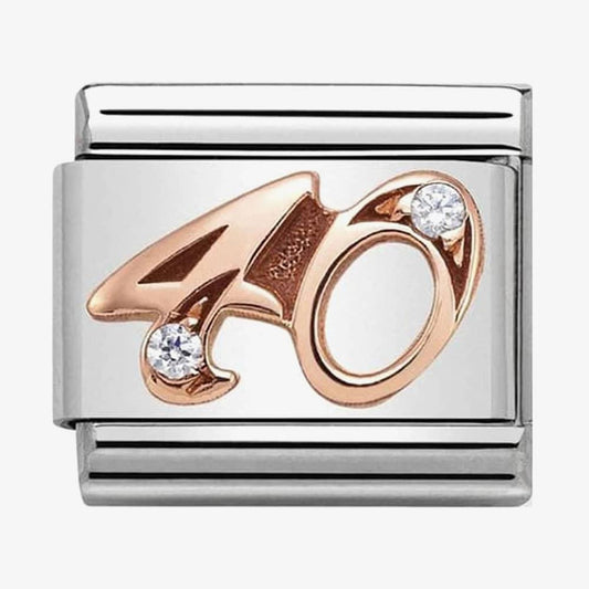 Composable Classic Number 40 Link in Rose Gold with Stone
