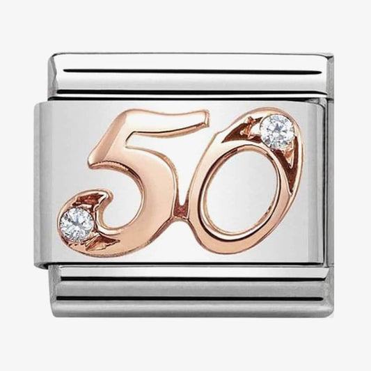 Composable Classic Number 50 Link in Rose Gold with Stone