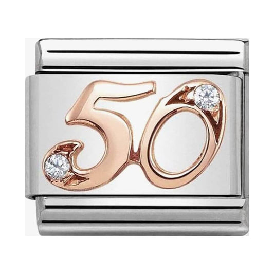 Composable Classic Number 50 Link in Rose Gold with Stone