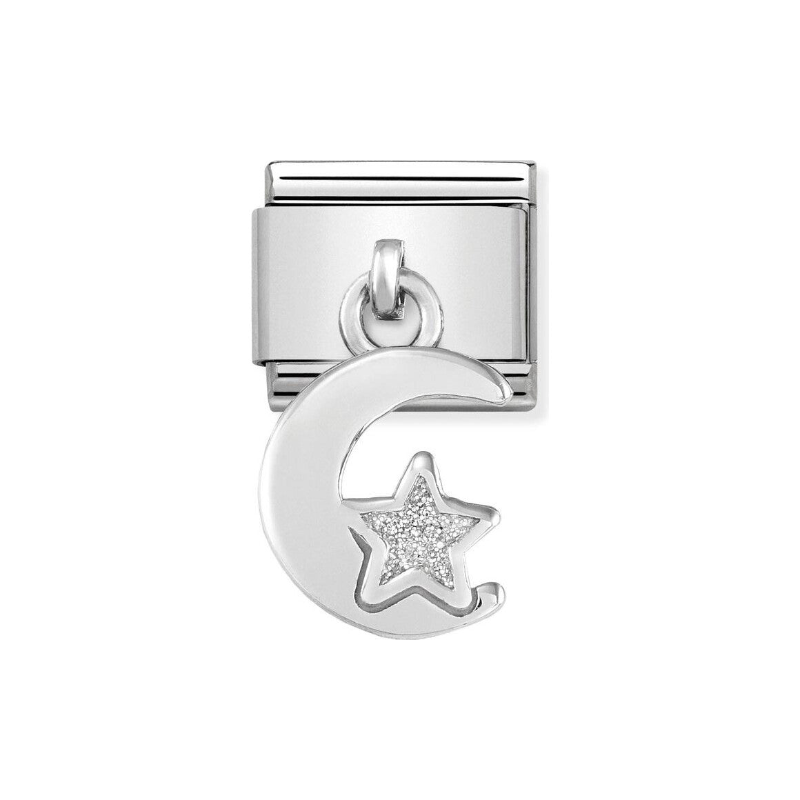 CLASSIC Silvershine Moon And Star Glitter Drop Charm
