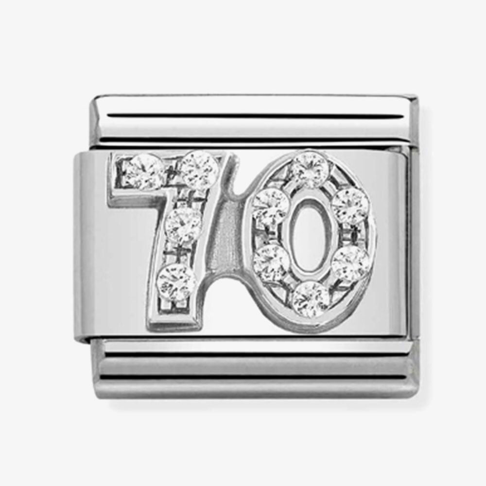 CLASSIC Composable Clear Cubic Zirconia Silver Number 70 Charm
