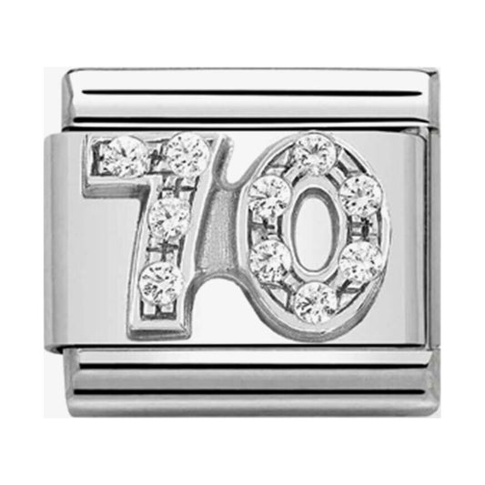 CLASSIC Composable Clear Cubic Zirconia Silver Number 70 Charm